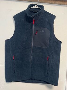 Helly Hansen Black Fleece Vest with Red Zipper Accents